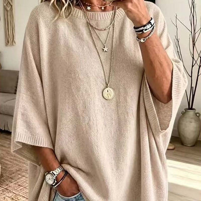 Loose-Fitting, Solid-Color, Casual Knit Sweater for Women, Perfect as an Outer Layer 🍂