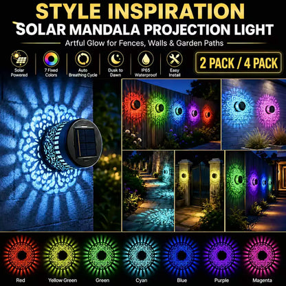 Solar Mandala Projector Wall Lights IP65 Waterproof Outdoor Decor Lamp☀️