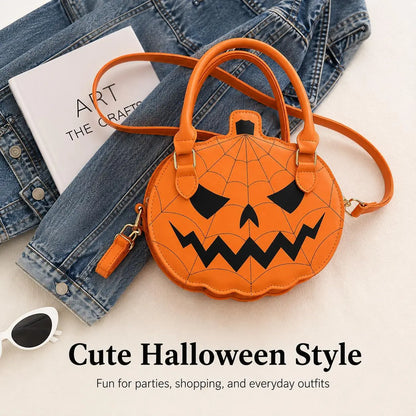 Spooky Jack‑O‑Lantern Pumpkin Crossbody Bag Novelty Spiderweb Stitching Handbag🎃