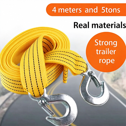 Car Tow Strap - 4m Length, 5-Ton Double-Layer Thick Off-Road Towing Recovery Strap 🚙