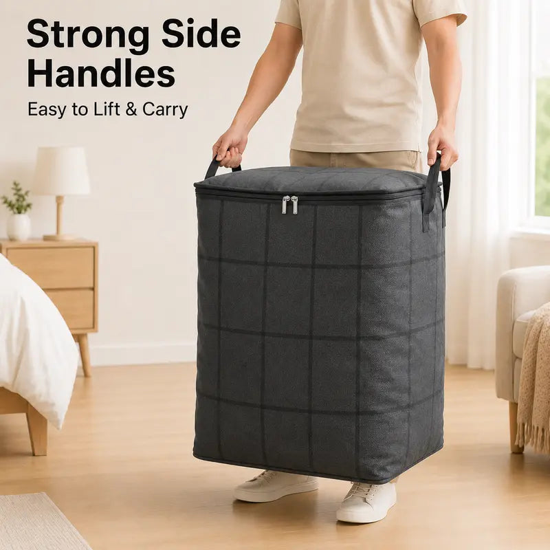 Spacious Foldable Fabric Zippered Storage Bin for Moving & Bedroom Closet📦
