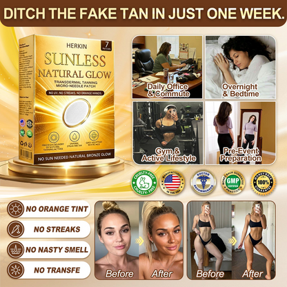 Sun-Free Micro-Needle Tanning Patches, Natural Even Bronze Tan, No Streaks & Orange Tone🧴