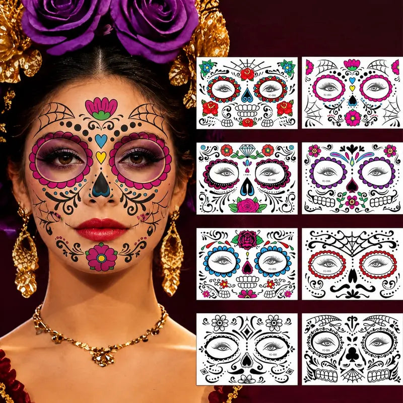 Dia De Los Muertos Temporary Face Tattoos 💀