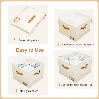 Foldable Shoe Organizer for Closet with Clear Cover, Large Stackable Shoe Storage Box✨