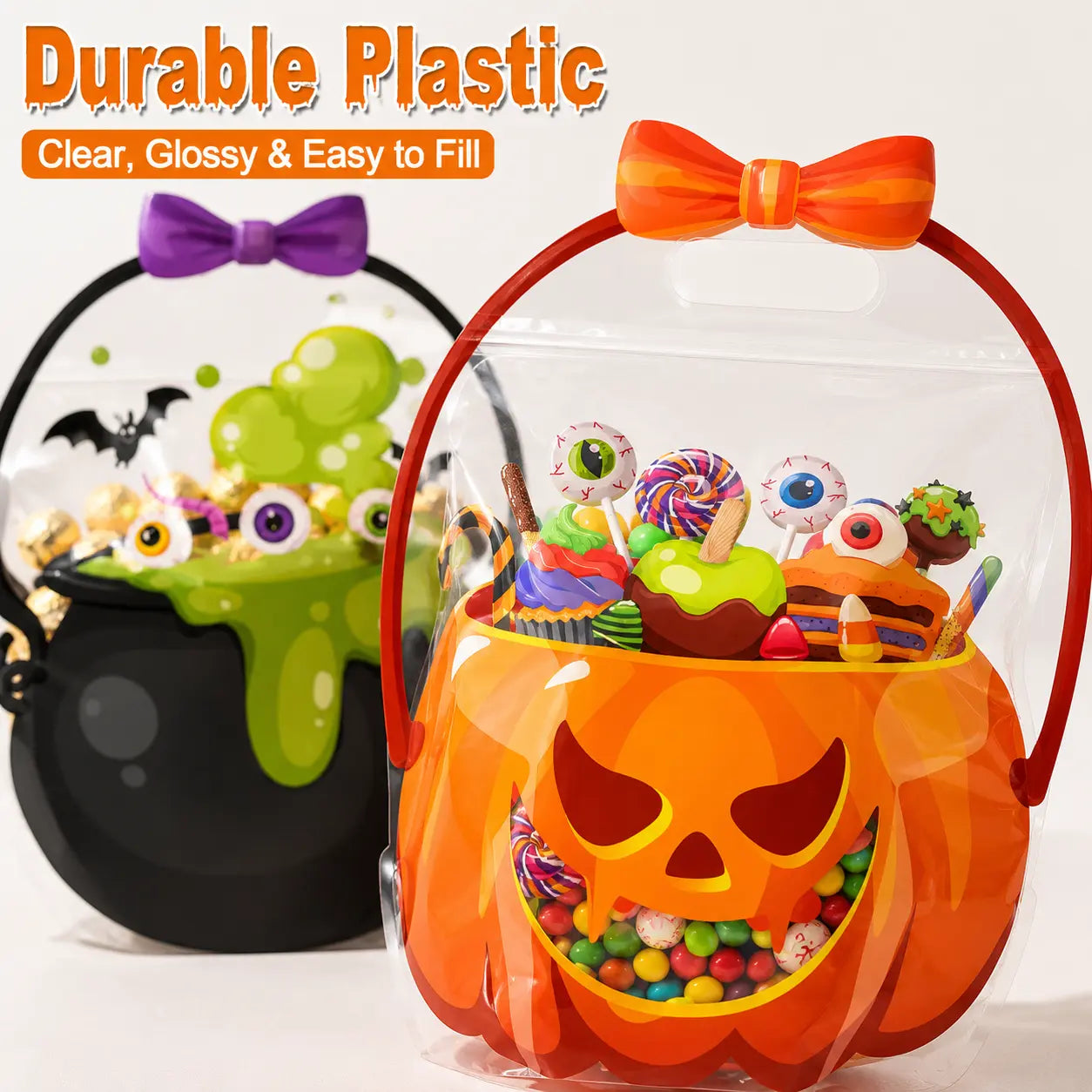 Halloween Plastic Goodie Bags, Trick or Treat Candy Bags 🎃