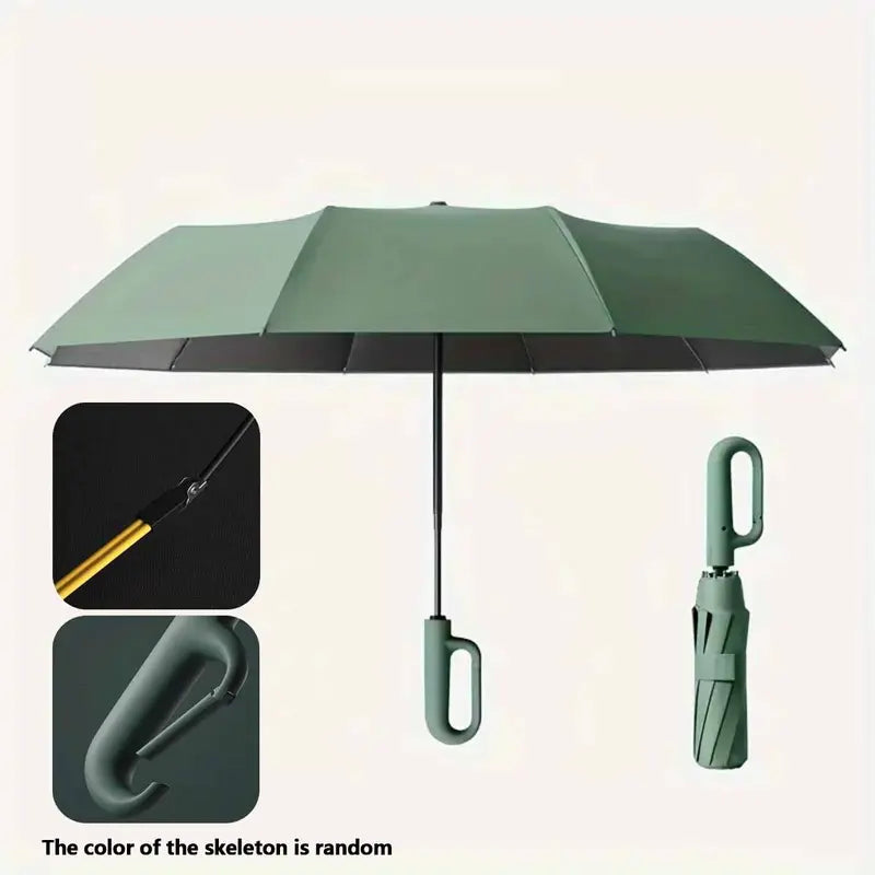 Automatic Folding Umbrella, Portable Rain Umbrella with Loop Buckle ☔