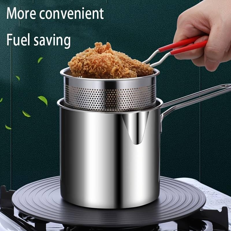 Stainless Steel Deep Fryer Set - 1-Person Mini Pot with Fry Pot, Filter Basket & Food Clip 🍳