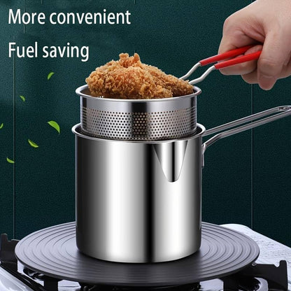 Stainless Steel Deep Fryer Set - 1-Person Mini Pot with Fry Pot, Filter Basket & Food Clip 🍳
