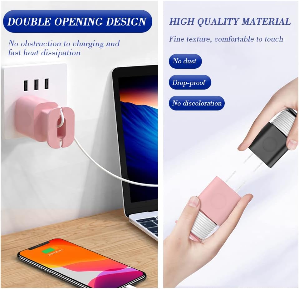 2 in 1 Silicone Charger Protector with Cord Wrap, iPhone Silicone Power Adapter Case 🔌