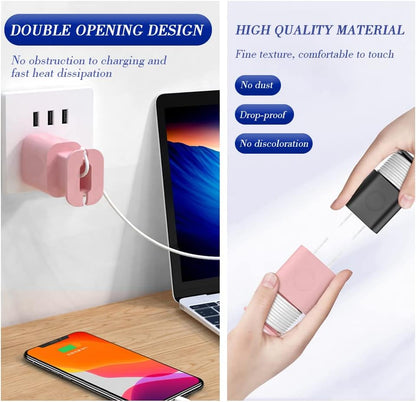 2 in 1 Silicone Charger Protector with Cord Wrap, iPhone Silicone Power Adapter Case 🔌