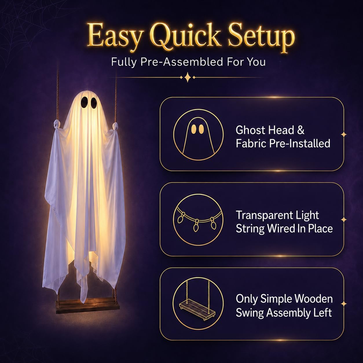 Halloween Decorations Outdoor Pre-Assembled Hanging Swing Ghost👻