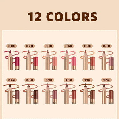 12 Pcs Matte Lip Liner Set with Sharpener, Blendable Lip Pencil 💄