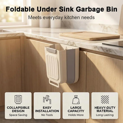 2026 New Hanging Bin for Kitchen Cabinet Doors, Plastic Folding Garbage Bin for Cabinet🗑️