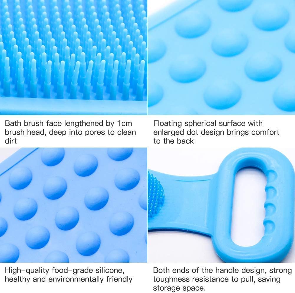 Silicone bath scrubber bristles and raised texture