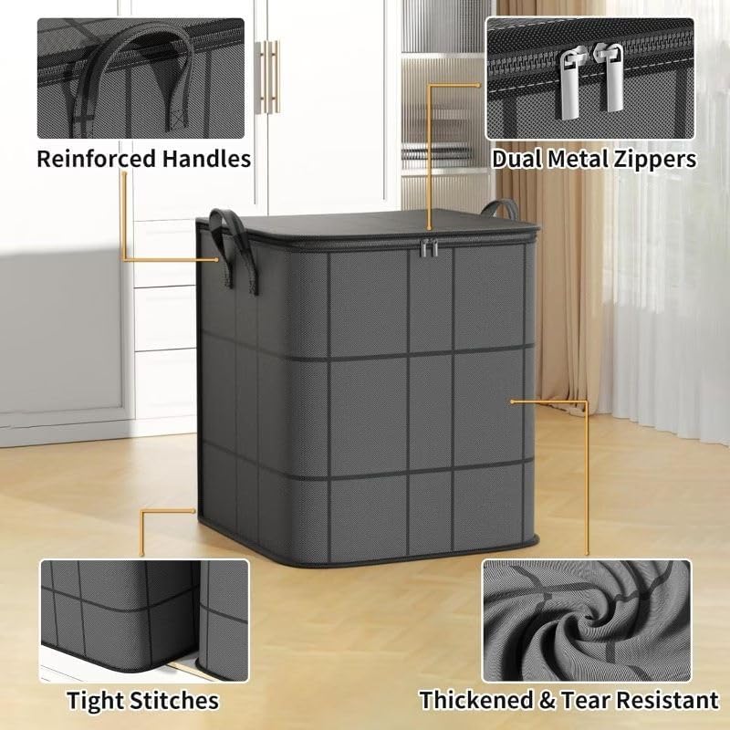 Spacious Foldable Fabric Zippered Storage Bin for Moving & Bedroom Closet📦