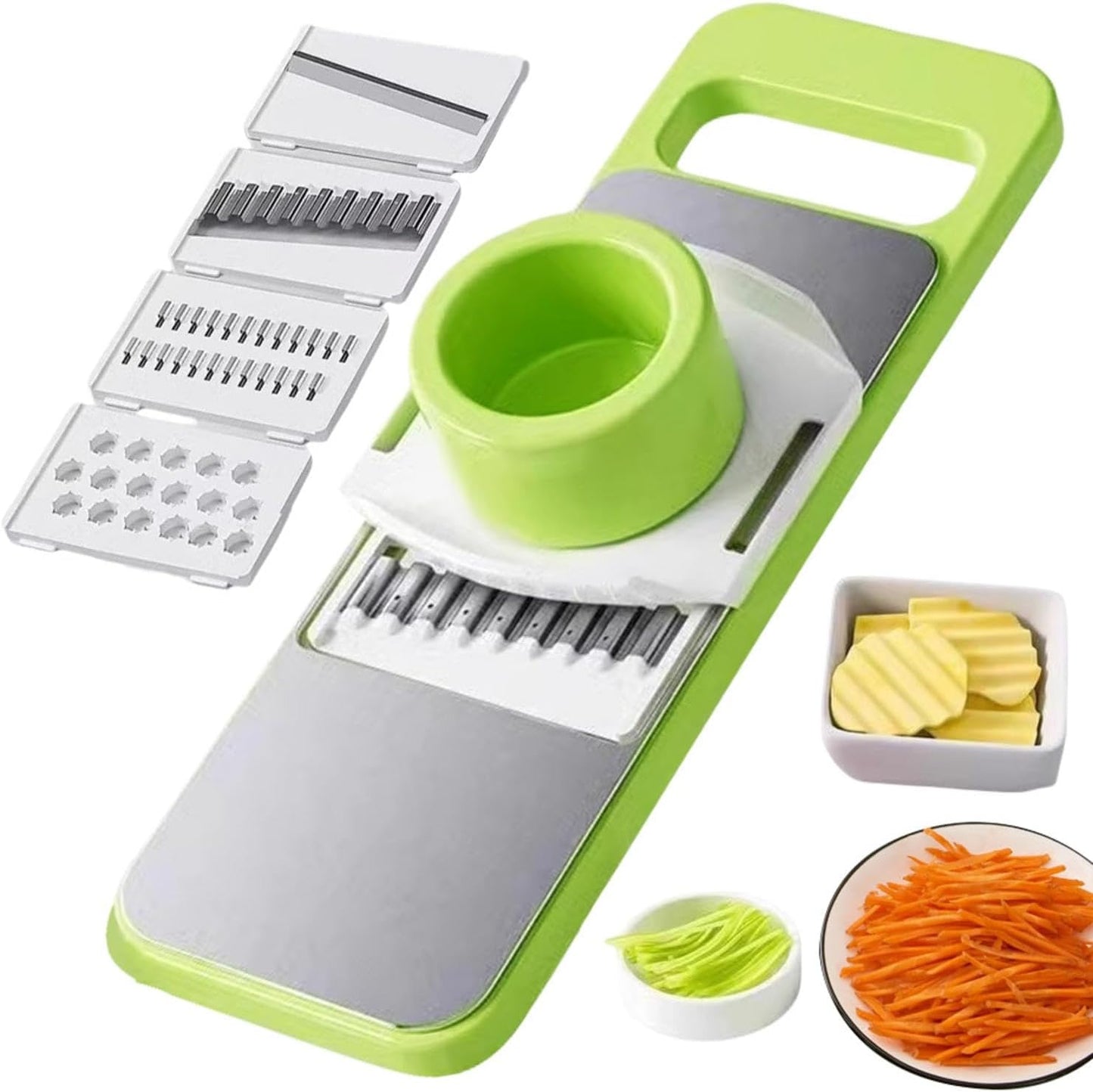 The Perfect Kitchen Gift: 5-in-1 Vegetable Cutter & Cheese Grater with Safety Features - Stainless Steel✨