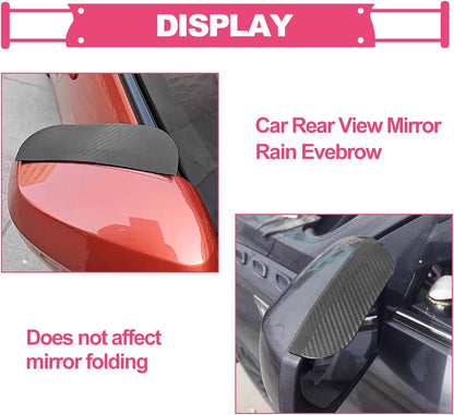 2PCS Car Side Mirror Rain Guards - Carbon Look ABS Visor Covers with Adhesive Tape 🚗