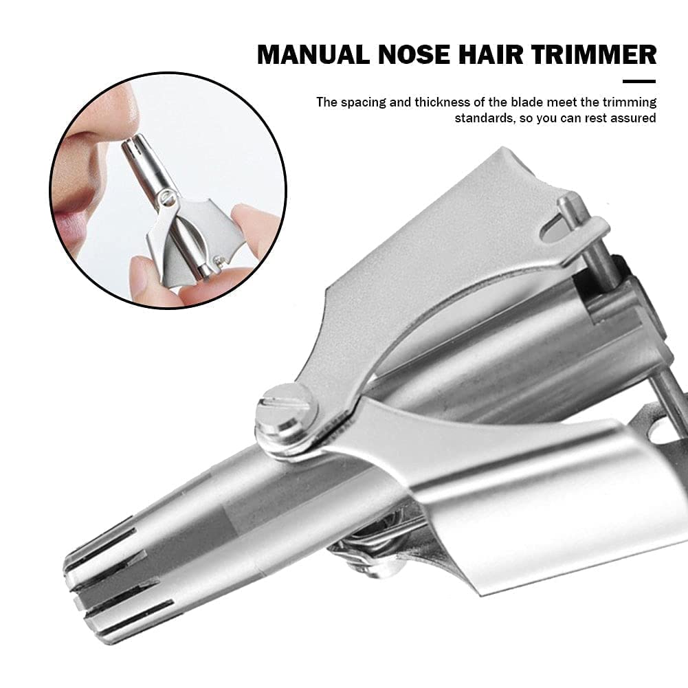 Manual Nose Hair Trimmer,Stainless Steel,Waterproof,No Battery Needed with Cleaning Brush Trimmer🪒