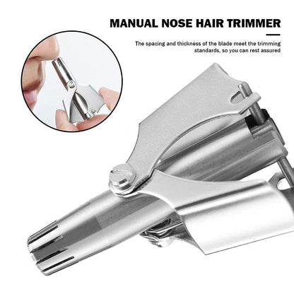 Manual Nose Hair Trimmer,Stainless Steel,Waterproof,No Battery Needed with Cleaning Brush Trimmer🪒