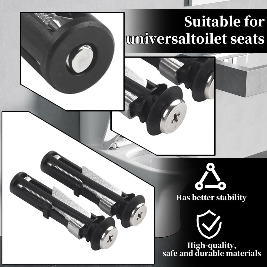 2PCS Universal Toilet Seat Bolt Kit Screws, Quick Release Easy Install Toilet Seat Replacement Parts 🚽