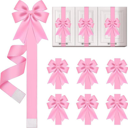 6 Packs Red Christmas Cabinet Ribbons Bows for Kitchen Large Christmas Door Ribbon Cabinet Bows Locker 🎄