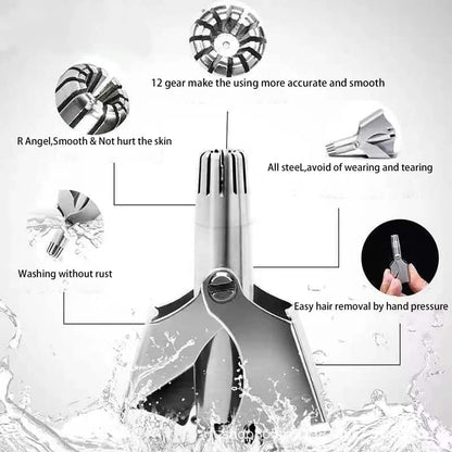 Manual Nose Hair Trimmer,Stainless Steel,Waterproof,No Battery Needed with Cleaning Brush Trimmer🪒