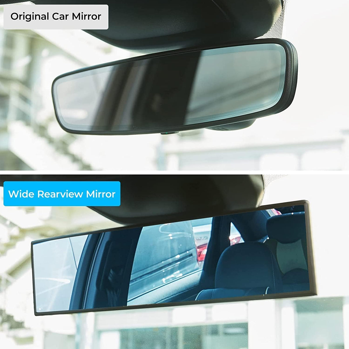 12-Inch HD Convex Panoramic Rearview Mirror, Clip-On Car Interior Mirror with Anti-Slip Clips 🚗