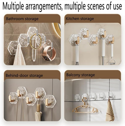 Hexagonal Ripple Self-Adhesive Hooks 10 Pack, Heavy Duty Waterproof Sticky Hooks🪝