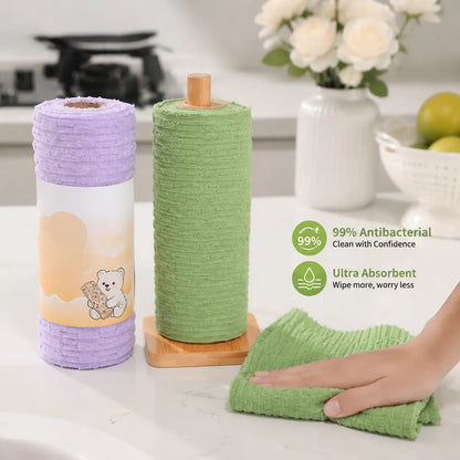 Tearable Reusable Plush Cleaning Cloth Roll, Washable Absorbent Household Cleaning Towels 🧻