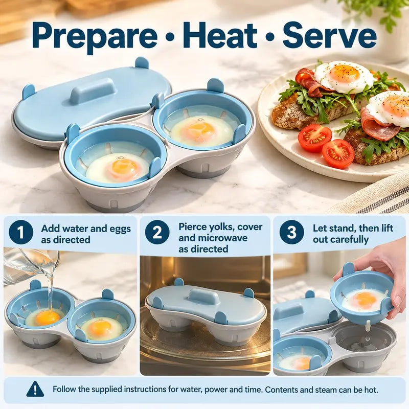 Microwave Egg Poacher, Microwave Egg Cooker for 2 Eggs π³