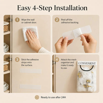 5PCS Grocery Garbage Bag Holder Trash Bag Dispenser, Sticky Wall‑Mounted Mesh Convenient Storage 🗑️