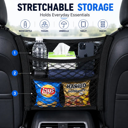 Universal 2 Layer Car Seat Net Storage Mesh Organizer Stretchy Fine Cargo Net Hook Pouch Holder🚗