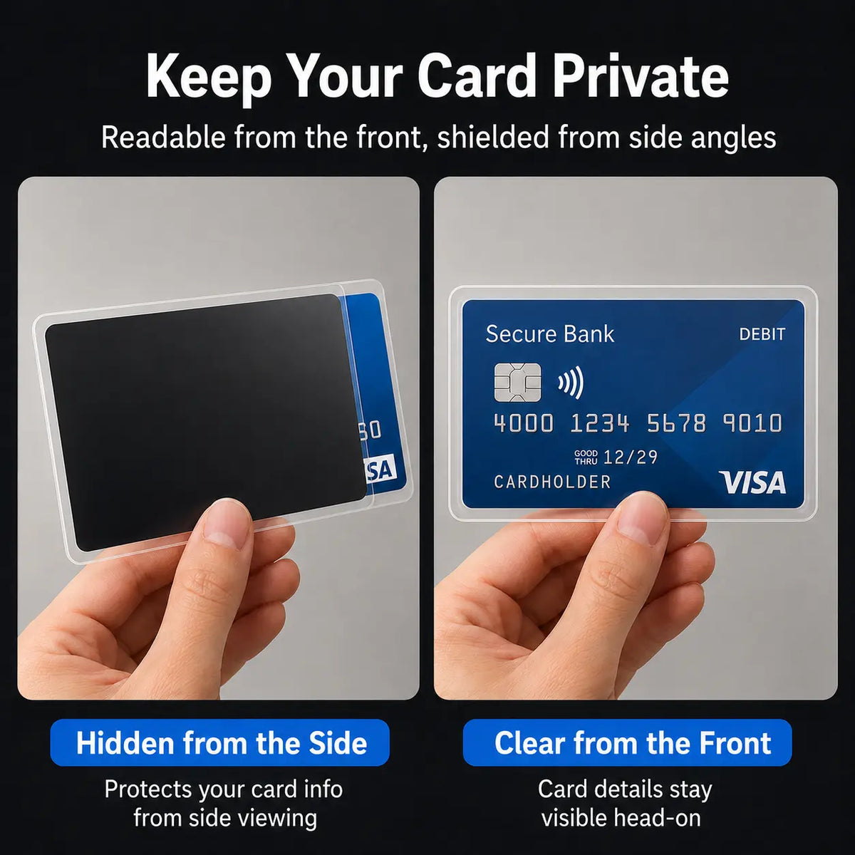 10 Packs Side-View Privacy Card Sleeve with Privacy Film, Protective Card Holder for Credit 🔒