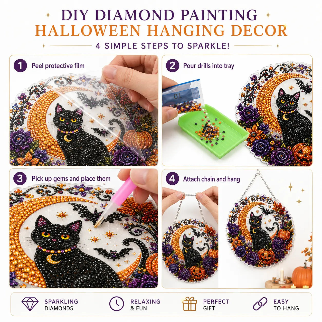 Halloween Diamond Painting Hanging Ornament Kit🎃