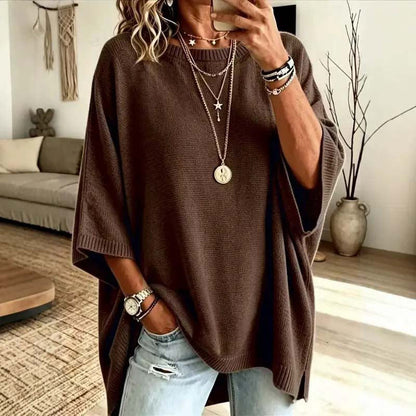 Loose-Fitting, Solid-Color, Casual Knit Sweater for Women, Perfect as an Outer Layer 🍂