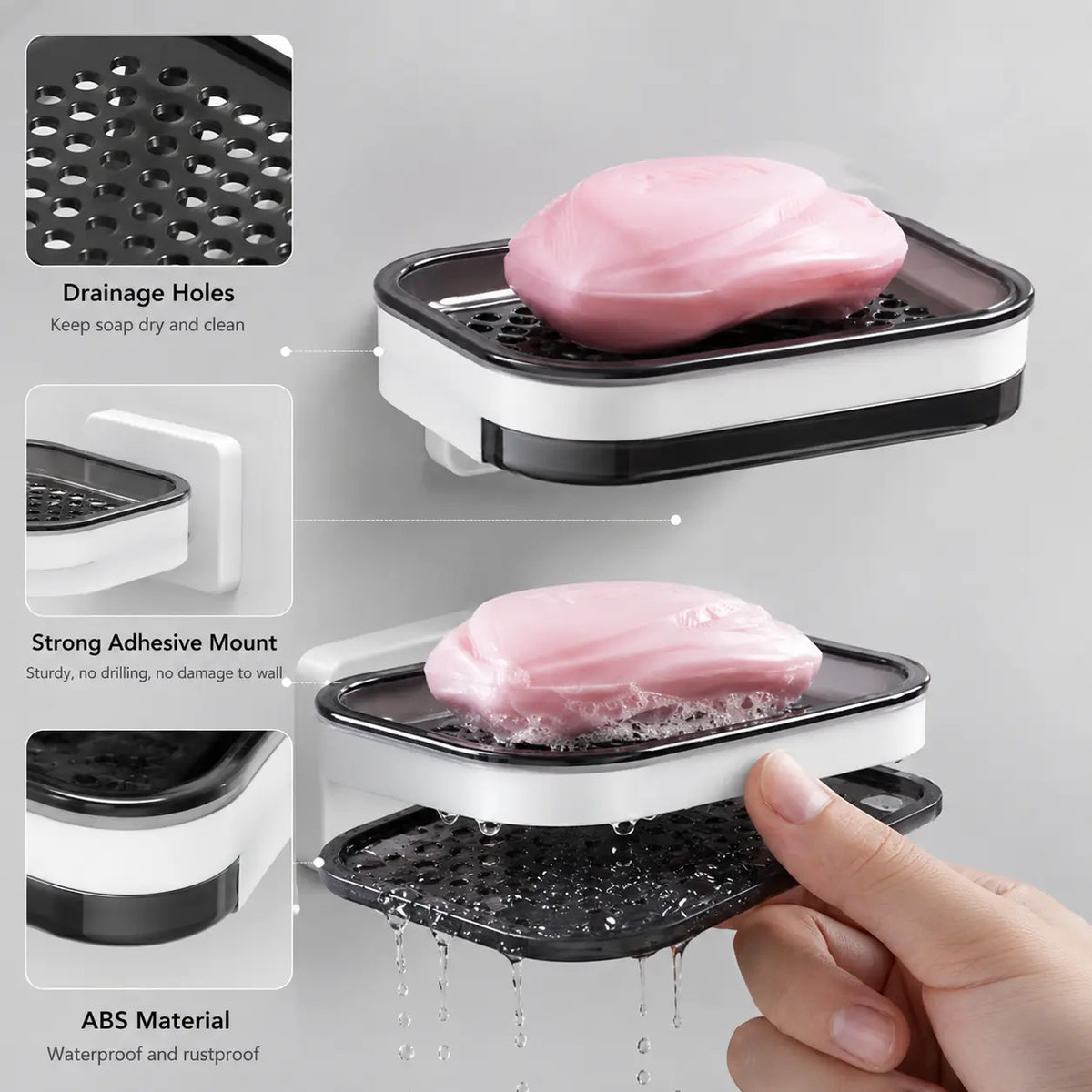 Wall Mounted Double-Layer Soap Bar Holder with Drainage Holes🧼
