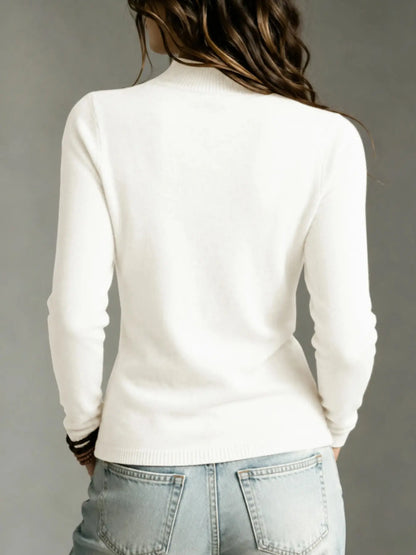 Early Autumn Fake Neck Cross Wrap Sweater for Women 🤎