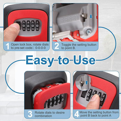 Wall Mount Key Lock Box‑ 4 Digit Combination Lockbox 🔐