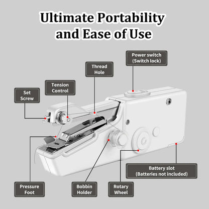Portable Miniature Handheld Sewing Machine- Beginner-Simple Operation 🧵