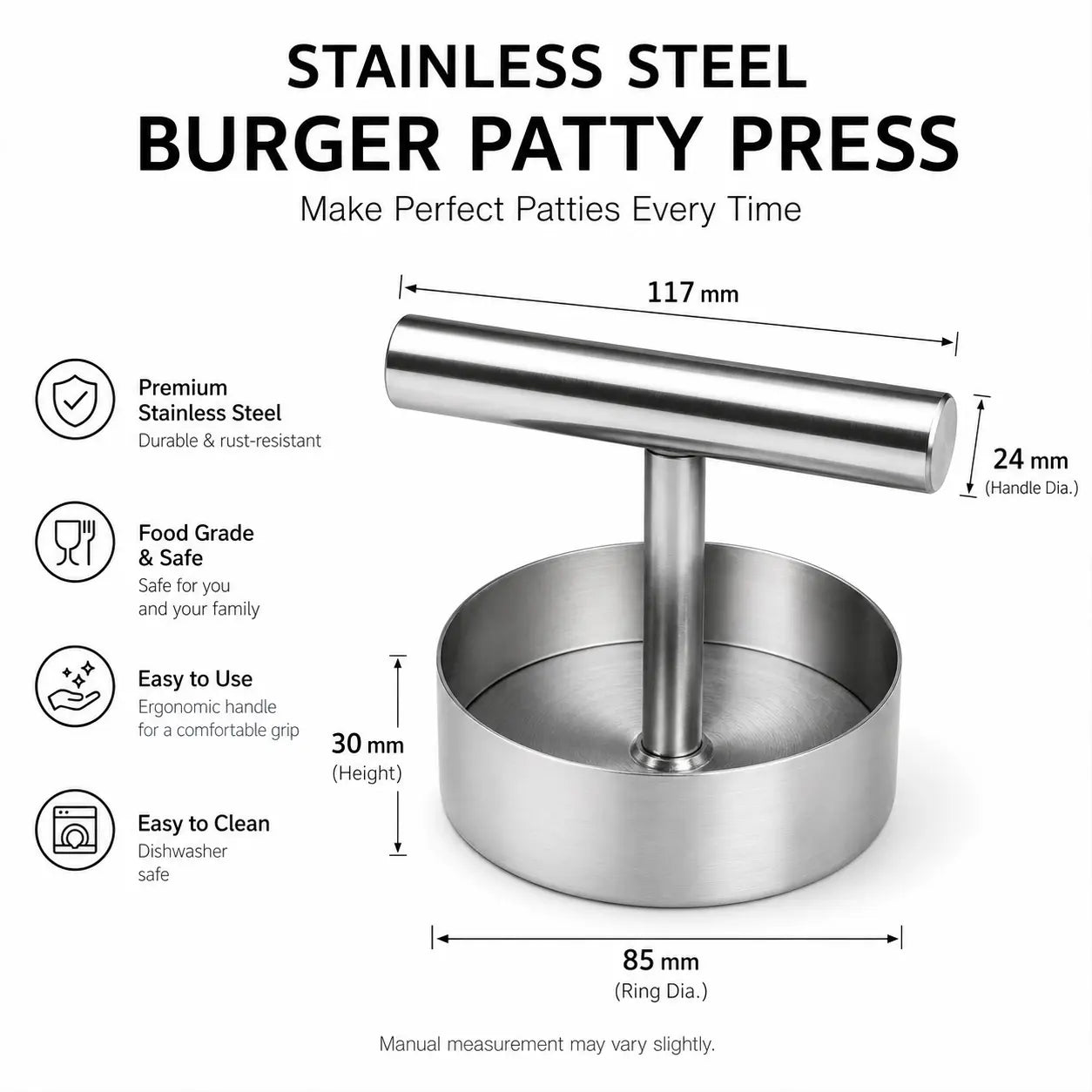 Stainless Steel Burger Press - Nonstick Burger Patty Maker Mold 🍔