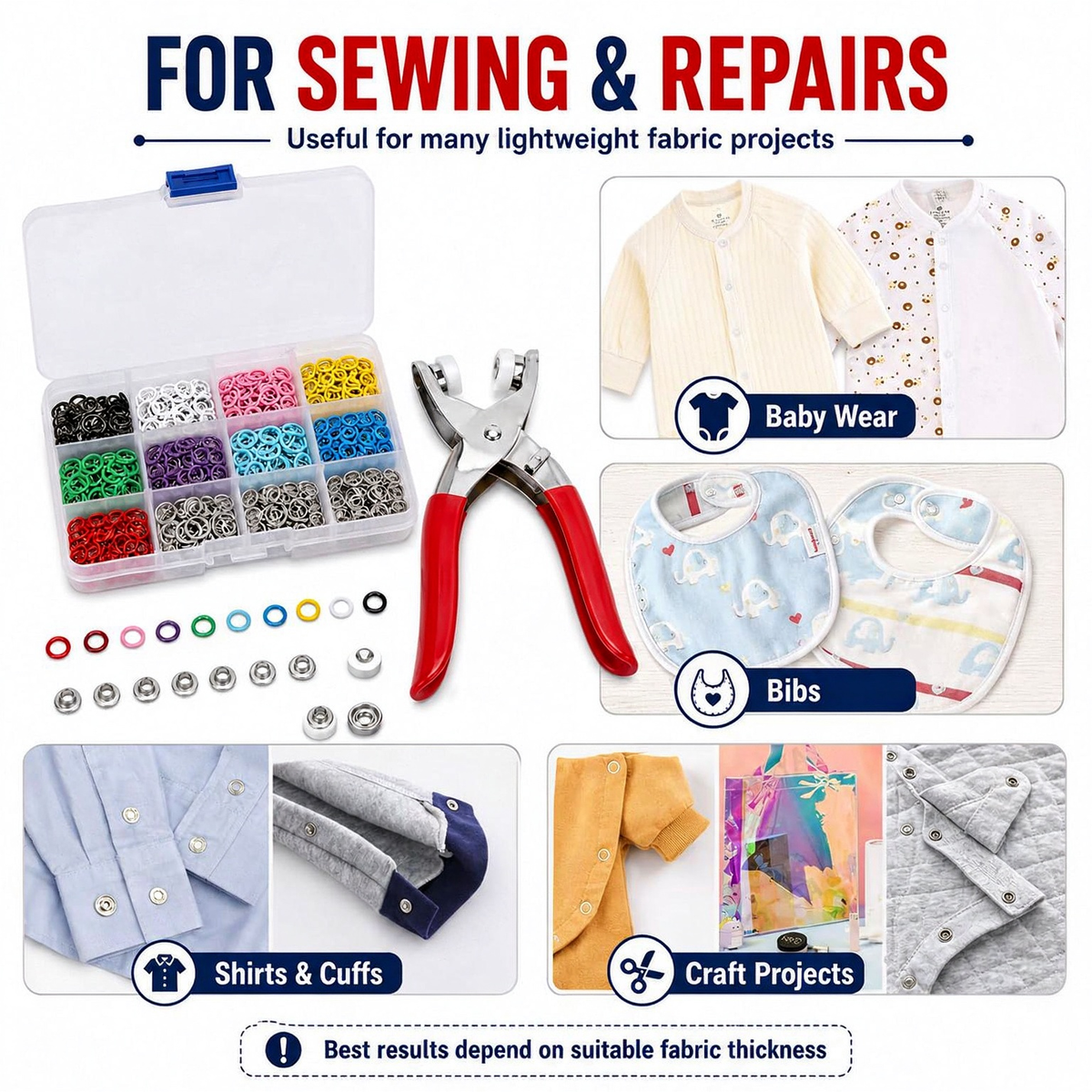 Seamless Stitching Sewing Kit-100Pcs Invisible Colored Metal Buckle & Manual Pressure Pliers 🔧