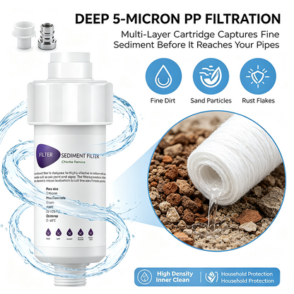 5 Micron PP Water Filter, Reduce Rust & Chlorine with Quick Connect Adapter for Washing Machine 💦