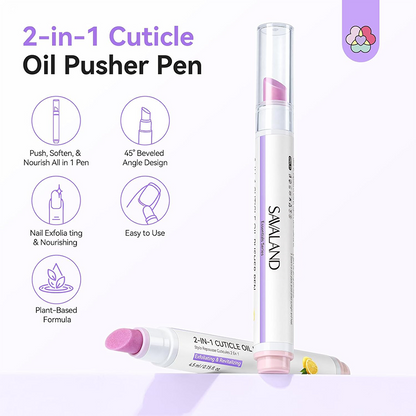 2PCS 2‑In‑1 Cuticle Remover Pen, Ceramic 45° Tip With Lemon Oil 💅