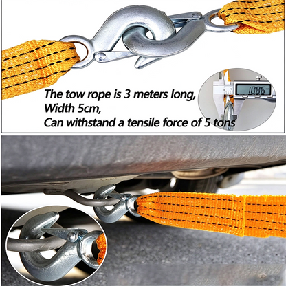 Car Tow Strap - 4m Length, 5-Ton Double-Layer Thick Off-Road Towing Recovery Strap 🚙
