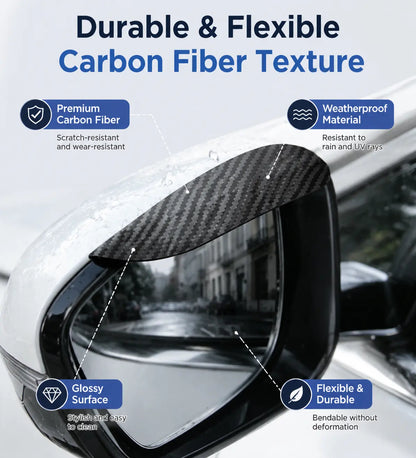 One Pair Snap-On Mirror Rain Visor Eyebrows, Waterproof Carbon Fiber Auto Exterior🚙
