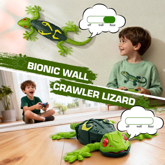 Wall Crawler Gecko, Remote Control Toy, Electric Lizard Toy with LED Glowing Eyes🦎