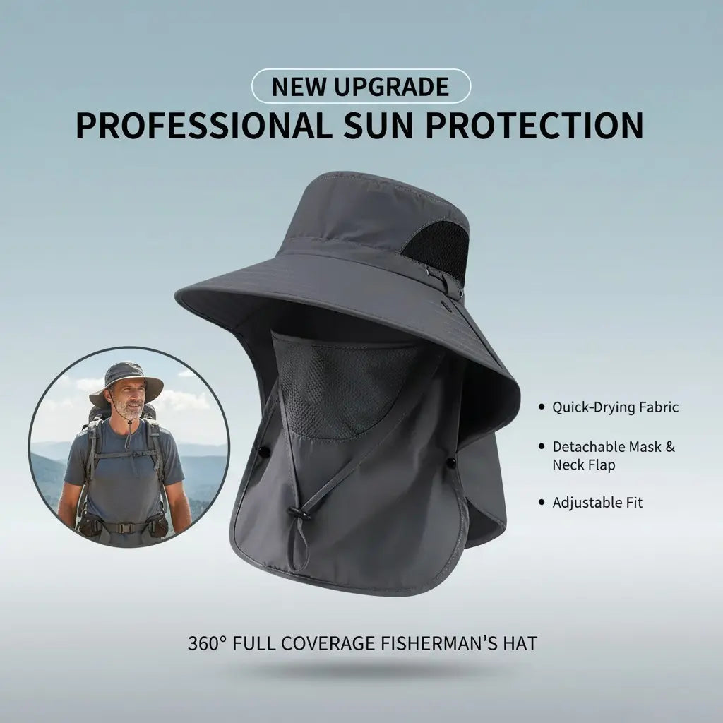 ☀️Detachable Outdoor Fishing Face Covering Neck Protection Sun Hat