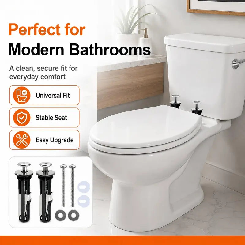 2PCS Universal Toilet Seat Bolt Kit Screws, Quick Release Easy Install Toilet Seat Replacement Parts 🚽