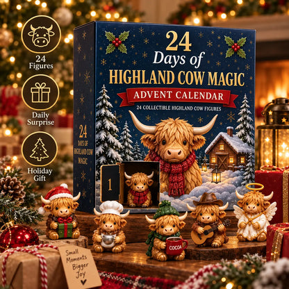 24-Day Highland Cow Advent Calendar - Christmas Countdown Gift Box 🐄🎁
