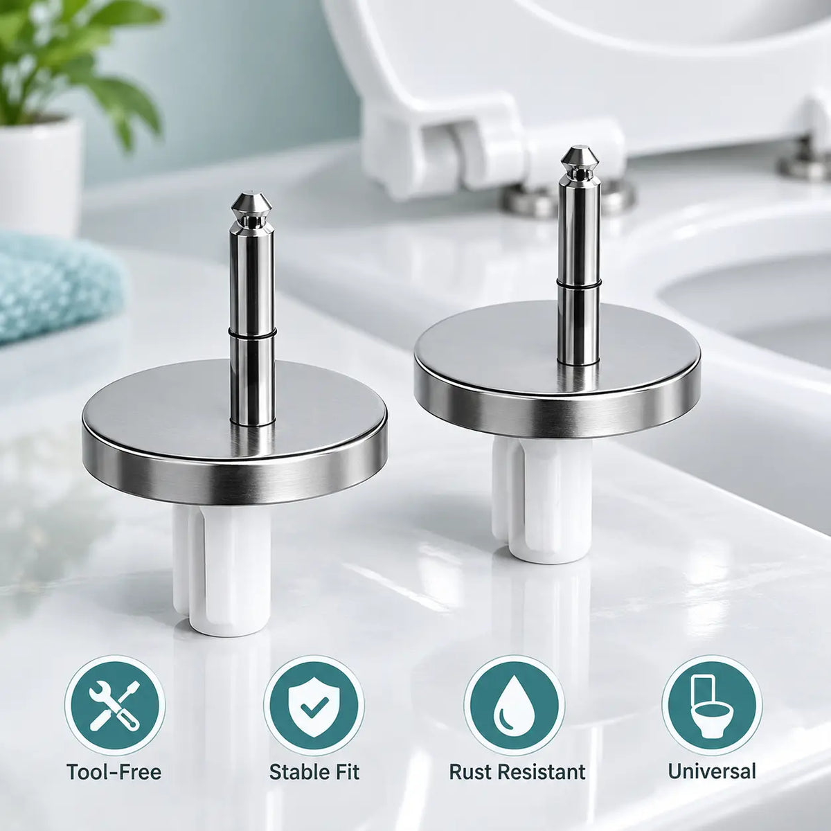 2 Counts Universal Toilet Seat Expansion Screw Bolts, Thickened Stainless Steel 🔩